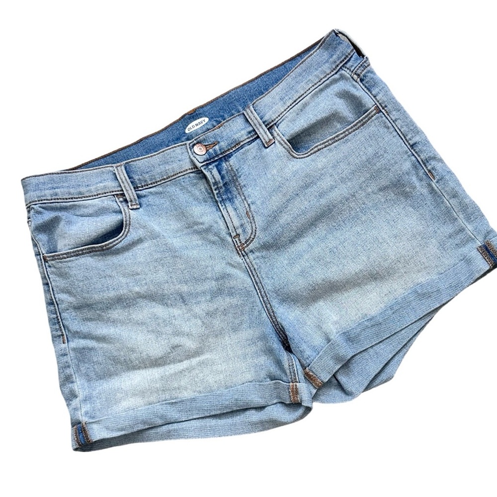 Old Navy Women Boyfriend Jean Shorts Premium Denim Casual Flat Front Size 14